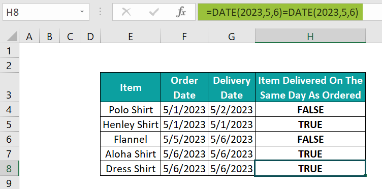 Compare If Two Dates are Equal or Not - Example 1-1 - Step 2