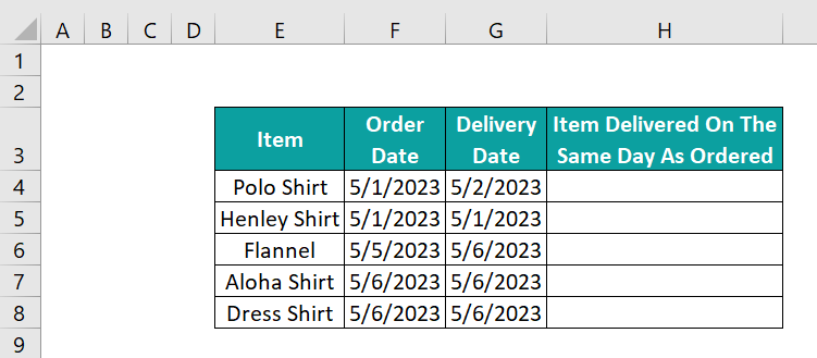 Compare If Two Dates are Equal or Not - Example 1
