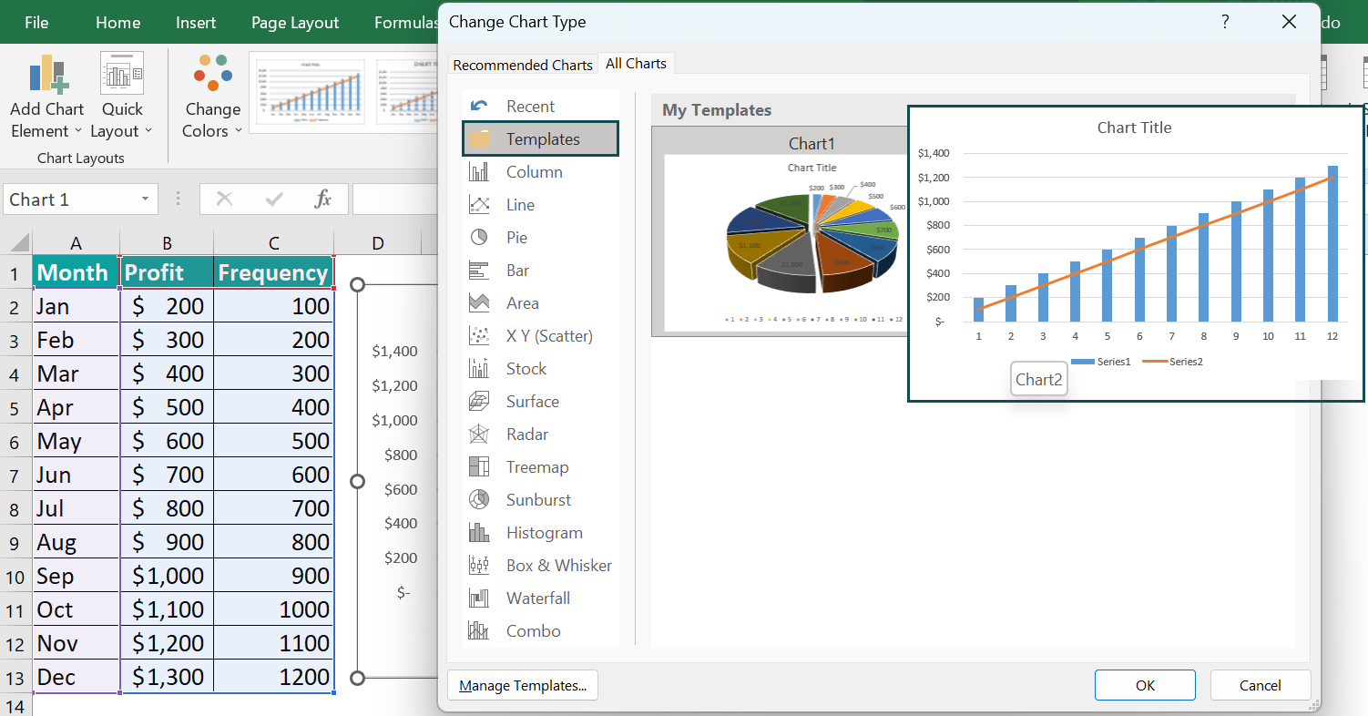 Excel Chart Templates - Example 2 - Step 8