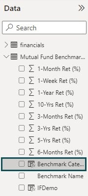 Example 2 - Step 4 - Benchmark table