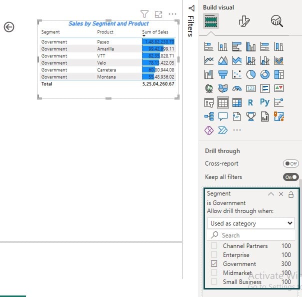 Power BI drillthrough - Example 1 - Step 5