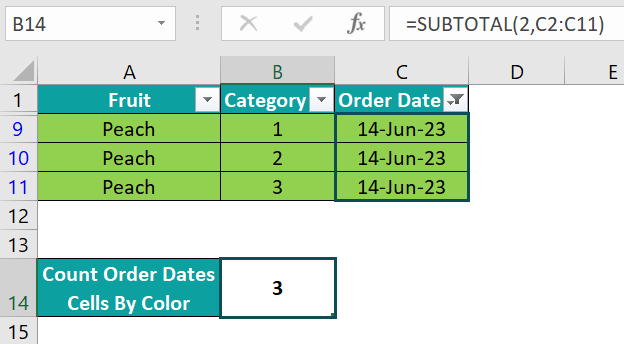 Count Cells by Color in Excel - Example 1 - Step 5f