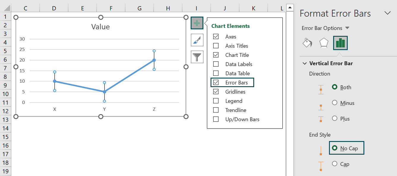 Excel Error Bars - Example 2 - Step 3