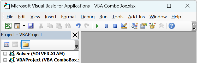 Excel VBA ComboBox - Example 2 - Step 1a
