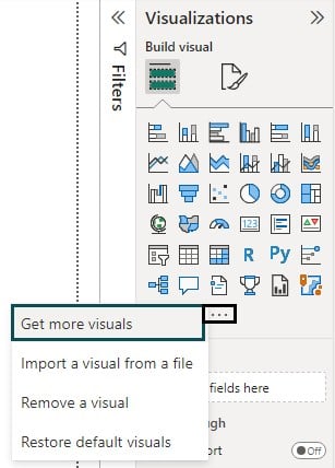 Power BI Gantt Chart - Step 3 - Get more Visuals