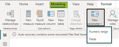 Power BI Parameters - use - Step 1 - Numeric or range