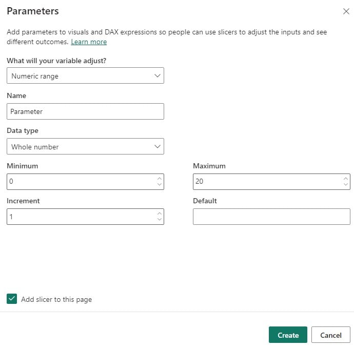 Power BI Parameters - use - Step 1 - Numeric - parameters