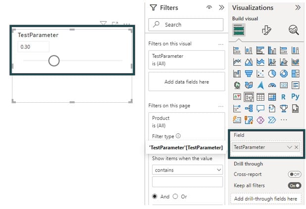 Power BI Parameters - use - Step 1 - slicer