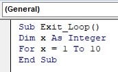 VBA Break For Loop - Step 2