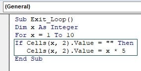VBA Break For Loop - Step 3