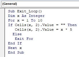 VBA Break For Loop - Step 4