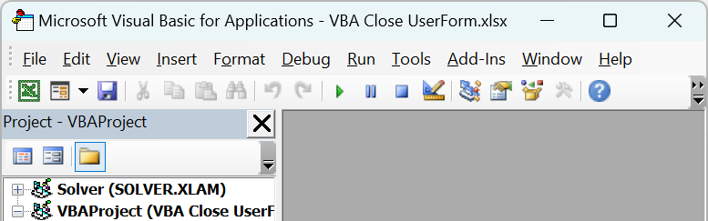 VBA Close UserForm - Example 1 - Step 1
