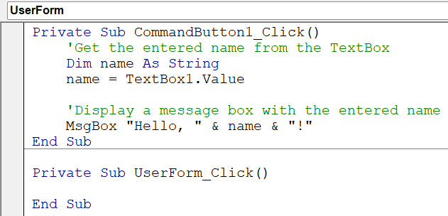 VBA Close UserForm Example - 1