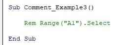 VBA Comment - Example 3 - Rem