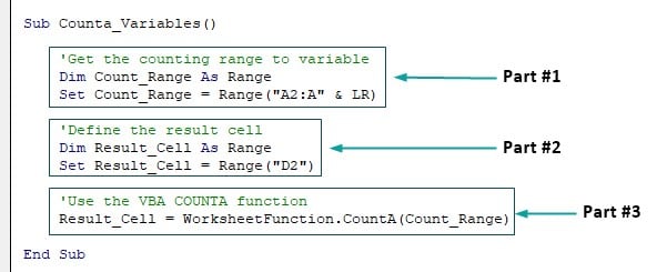 VBA Counta - Coding with Variables - code