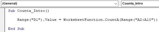 VBA Counta Intro code