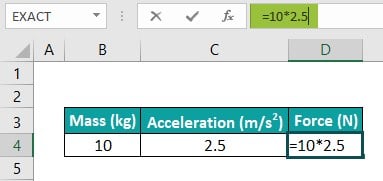 Write Formula in Excel - Example 1 - Step 1 - Formula bar