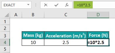 Write Formula in Excel - Example 1 - Step 1