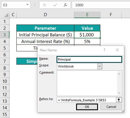 Write Formula in Excel - Example 3 - Step 1 - Update Name