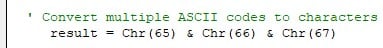 vba chr Example 1 - Step 3 - ASCII