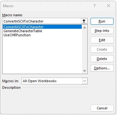 vba chr Example 1 - Step 4