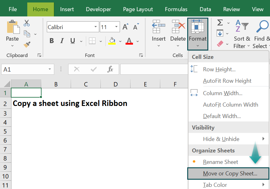 Copy Sheet in Excel - Method 3 - Step 2