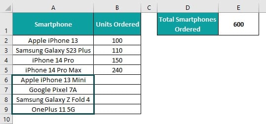 Dynamic Named Range in Excel - Example 1 - Step 5 - more models