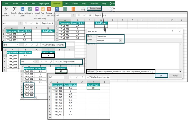 Dynamic Named Range in Excel Intro - Output