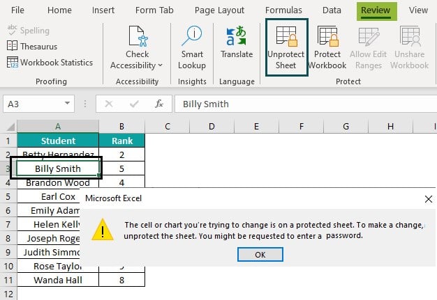 Protect Sheet in Excel Intro - Unprotect Sheet
