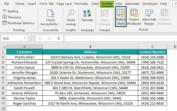 Protect Sheet in Excel - cells - Basic Example - Step 5