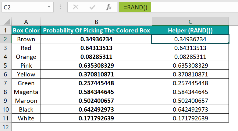 Randomize List in Excel - Example 1 - Step 6c