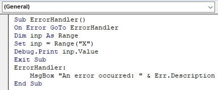VBA GoTo Statement - Error Handler - Step 1