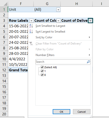 Sort data with filters