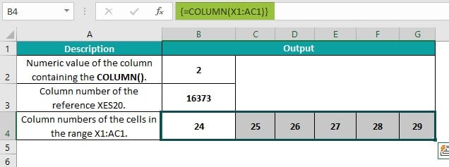 Excel Column to Number - Example 1 - Step 3 - Output