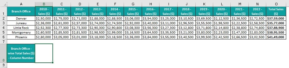 Excel Column to Number Intro