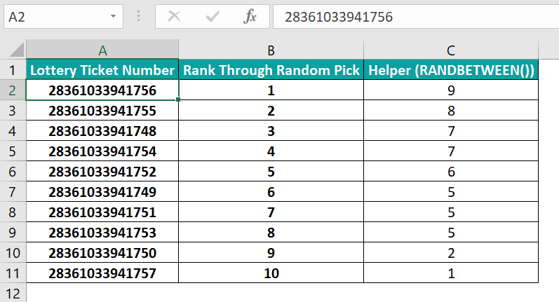Excel Randomize List - Example 2 - Step 6d