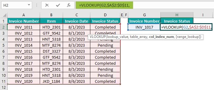 Lookup Table in Excel - Example 1 - Step 2 - lookup range.jpg