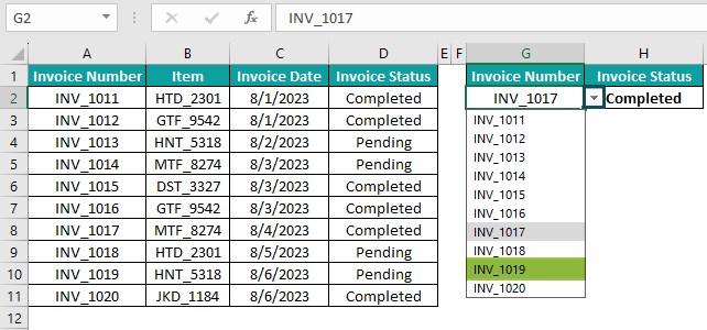 Lookup Table in Excel - Example 1 - Step 4 - Edit list