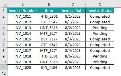 Lookup Table in Excel - Example 1