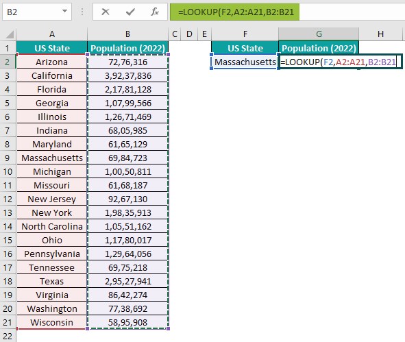 Lookup Table in Excel - Example 2 - Step 2 - Result Vector