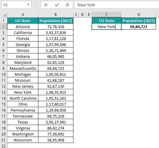 Lookup Table in Excel - Example 2 - Step 3 - change value