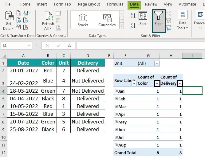 Pivot Table Filter - Filter - Values