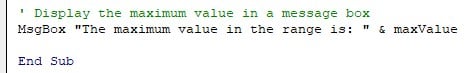 VBA Max - Example 1 - Step 5