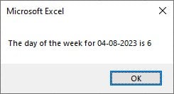 VBA WeekDay Intro - Output