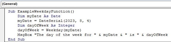 VBA WeekDay Intro