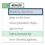 Find Errors in Excel - Div - Warning list