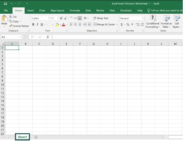 Insert Shortcut Excel - Example 2