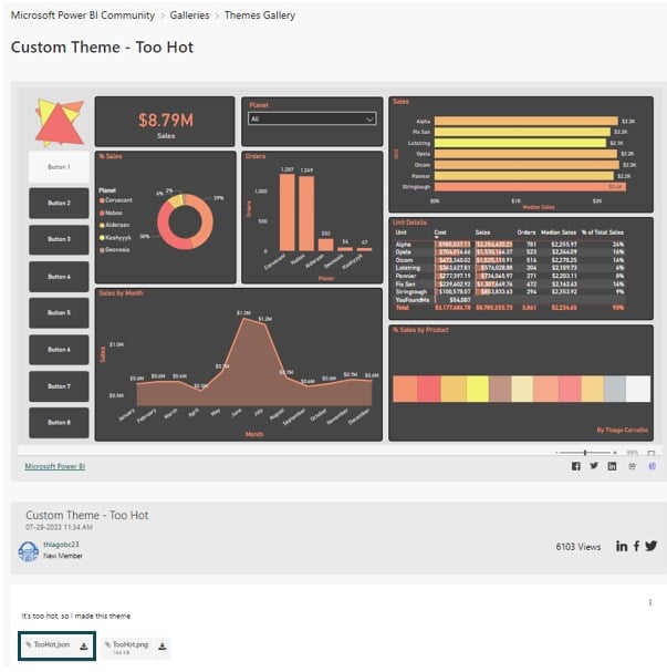 Power BI Themes - default - Step 4 - JSON File
