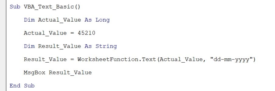 How to Use VBA Text Function - Step 8