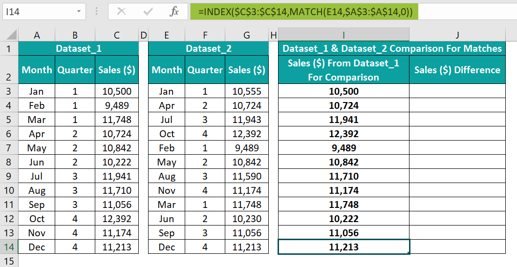 How To Match Data In Excel - Example 2 - Step 2